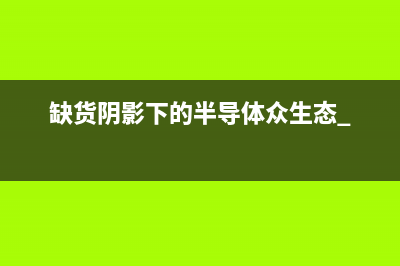 缺货阴影下的半导体众生态 