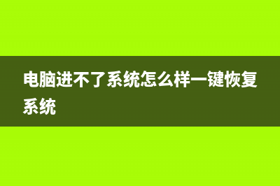 电脑进不了系统怎么重装系统 (电脑进不了系统怎么样一键恢复系统)