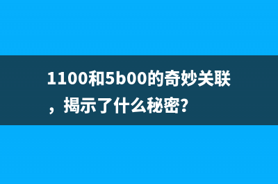 1100和5b00的奇妙关联，揭示了什么秘密？