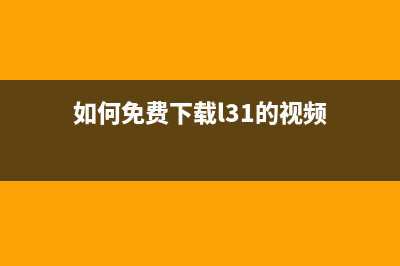 如何免费下载L3119清零软件并使用(如何免费下载l31的视频)