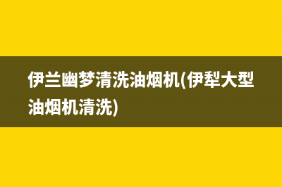 伊兰幽梦清洗油烟机(伊犁大型油烟机清洗)